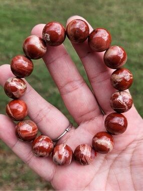 genuine red jasper 13mm bead bracelet